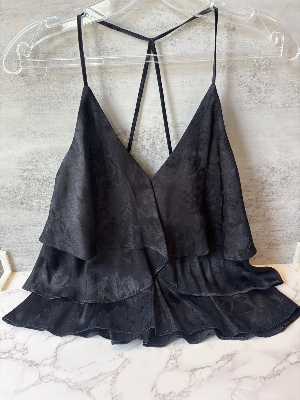 Express tiered black floral cami